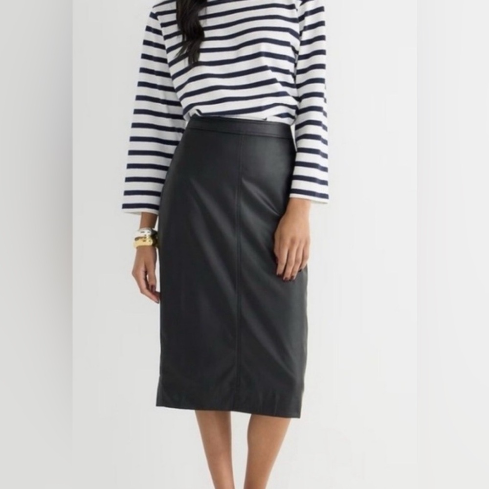 NWT - J. Crew Faux Leather Pencil Skirt - Black - Size US2